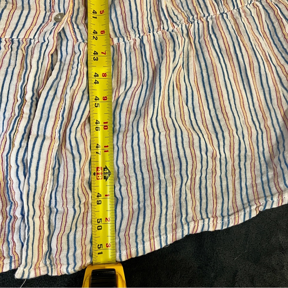 New Women’s Pinstriped 100% Cotton Tiered Gauzy Prairie Festival Maxi Dress M - Picture 8 of 9